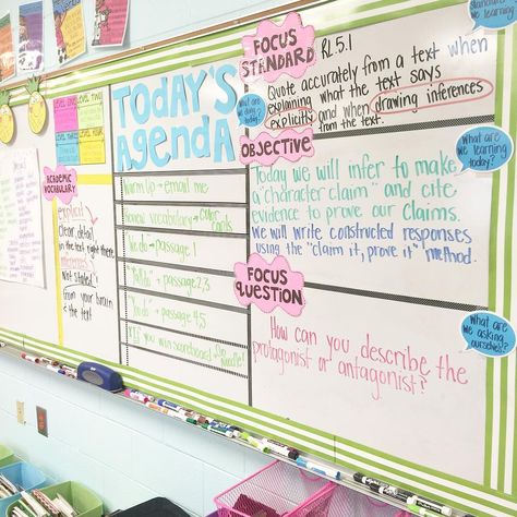 723 Likes, 24 Comments - Leslie Ann Rowland (@lifeinfifthgrade) on Instagram: “Another objectives whiteboard pic! We have been knee deep in examining the differences between…” White Board Agenda Classroom, Middle School Objective Board, 3rd Grade Objectives Board, Math Objective Board, Class Objectives Display, High School Objectives Board, Learning Objectives Display High School, Teacher Whiteboard Organization High School, Whiteboard Bulletin Board Ideas