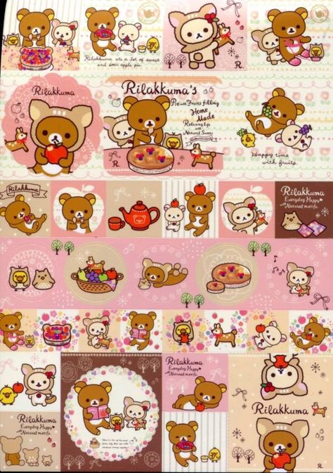 Rilakkuma & Korilakkuma - Happy Natural Time series ❤ Rilakkuma Stickers, Rilakkuma Bear, Rilakkuma Korilakkuma, Hex Color Palette, Scrapbook Printing, Sticker Printer, Time Series, Scrapbook Stickers Printable, Sticker Template