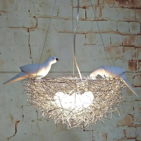 Nest Chandelier, Wired Glass, Unique Bowls, Bowl Pendant, Geometric Chandelier, Kitchen Island Lighting, Light Bulb Types, Bird Nest, Glass Birds