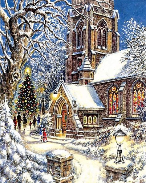 🌨❄️🌨 Good morning lovelys 🌨❄️🌨. #goodmorning#helloworld#goodmorningpost#snow#winter#wintertime#holynight#church#december Christmas Eve Service, Christmas Jigsaw Puzzles, Christmas Puzzle, Christmas Scenery, Christmas Tree Painting, Embroidery Christmas, Cool Wall Art, Christmas Memory, Christmas Scenes