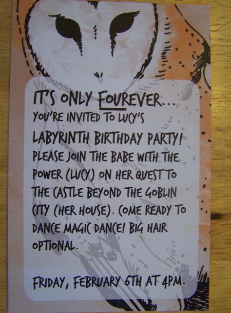 Labyrinth party invitation Labyrinth Party Decorations, Labrynth Birthday Party, Labyrinth Ideas, Labyrinth Party, Labyrinth Wedding, Bowie Birthday, Labyrinth Ball, Jim Henson Labyrinth, David Bowie Labyrinth