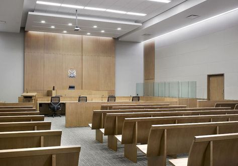 Durham Consolidated Courthouse / WZMH Architects House Lobby Design, Moot Court, House Lobby, Auditorium Design, Church Interior Design, Hall Interior, Church Interior, Function Room, Lobby Design