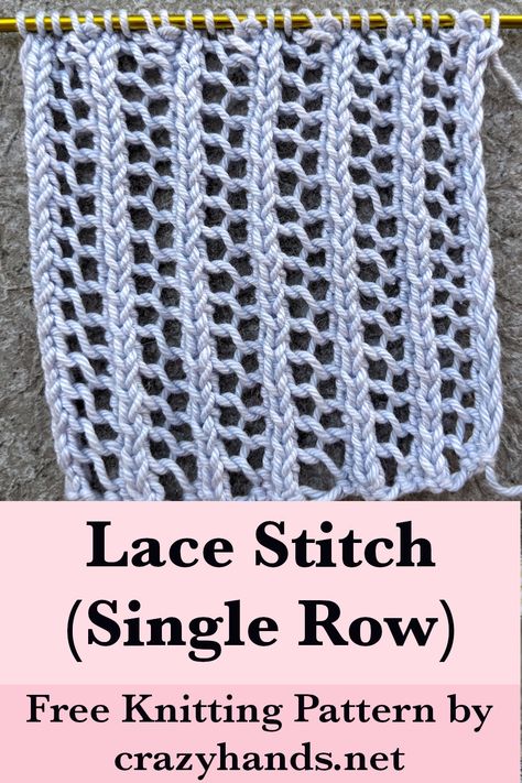 Learn how to knit a summer-style lace stitch using single row only. You can use it to make a shawl, summer top, bolero, and more. #knitstitch #knitstitchpattern #knittingstitch #knittingstitches #knittedstitch #knittingpattern #knitpattern #knitting #knit #howtoknit Easy Summer Knitting Patterns Free, Easy Lacy Knit Stitches, Lace Knit Pattern, Easy Lace Knitting Stitches, Knit Lace Stitches, Lace Knitting Patterns Free Stitches, Easy Lace Knitting Patterns, Knit Stitch Patterns Free, Summer Knitting Projects