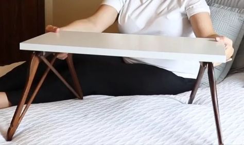 Create your own DIY lap desk with this hanger bed desk project. Enjoy crafting and using your unique furniture piece anywhere in your home! #ClothesHangerCrafts #DIYFurniture Lap Desk Diy, Diy Lap Desk, Built In Computer Desk, Diy Office Desk, Clean Kitchen Cabinets, Hanger Crafts, Old Desks, Unique Furniture Pieces, Building Furniture