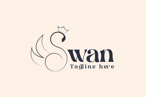 Swan minimalist logo(unused) Swan Logo Design, Swan Decoration, Feather Logo, Pink Swan, Duck Logo, Wedding Photo Studio, Swan Logo, Crown Logo, Visual Inspiration