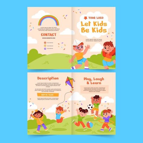 Free Vector | Free vector brochure template for kids Preschool Brochure, Kids Brochures, Logo Psd, Technology Icon, Card Banner, Poster Invitation, Presentation Template Free, Important Dates, Create Image