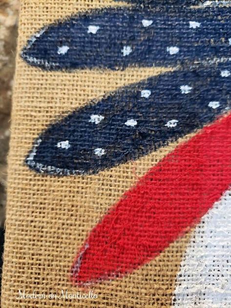 Patriotic Flower Painted on Burlap | Hometalk Burlap Painting Canvases, Painting On Burlap Canvas Ideas, Painting On Burlap, Diy Burlap Garden Flag, Burlap Chair, Patriotic Flowers, Burlap Garden Flags, Burlap Canvas, Painting Burlap