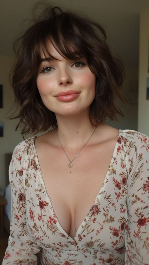 Square Face Hairstyles, Bob Haircut With Bangs, Short Wavy Hair, Penteado Cabelo Curto, Bob Haircut, Haircuts With Bangs, Short Hair With Layers, Haircut Ideas, Short Bob Hairstyles