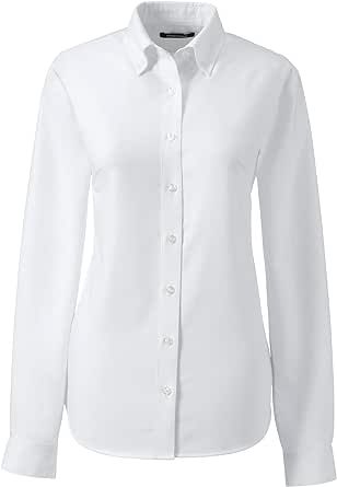 Lands' End Womens School Uniform Long Sleeve Oxford Dress Shirt White Shirt Uniform, Gentle Feminine, White Oxford Shirt, Oxford Shirts, Oxford White, Iron Shirt, Top Shirt Women, Long Sleeve Flannel, Long Sleeve Plaid Shirt