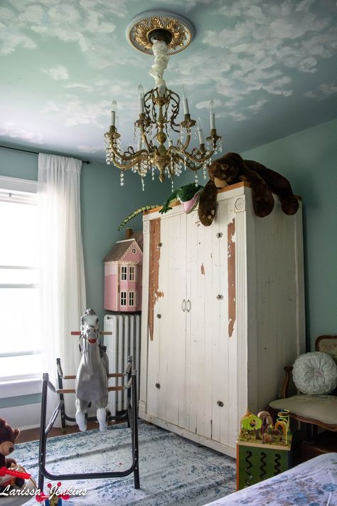 French Country Playroom French Country Playroom, Victorian Playroom, Country Playroom, Ravenclaw Bedroom, Vintage Playroom, Wythe Blue, Victorian Trading Company, Historic Colours, Antique Armoire