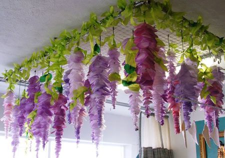 Paper Flower Projects, Paper Wisteria, Flower Party Decorations, Wisteria Flower, Flower Projects, Flower Step By Step, Diy Flores, Easy Easter Decorations, Paper Flower Crafts