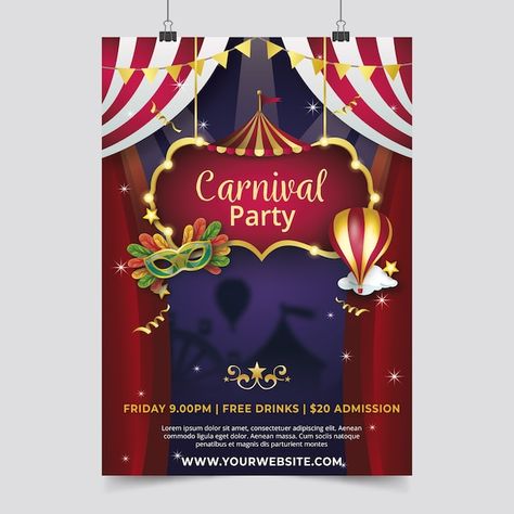 Carnival Poster, Carnival Background, Mind Map Design, Food Videography, Carnival Posters, Party Flyer Template, Vintage Clown, Canva Element, Carnival Themes