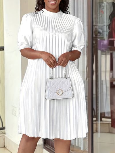 Pleated Dress Casual, Pleats Dress, Loose Midi Dress, Causal Dresses, Straight Clothes, Pleated Mini Dress, Half Sleeve Dresses, Straight Dress, Pleated Midi Dress