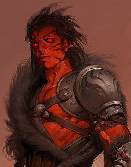 Red Goblin Dnd, Cambion Art Dnd, Dnd Hobgoblin, Orcus Demon Lord Dnd, Hobgoblin Character Art, Red Tiefling Male, Orc Shaman, Gnoll Warrior, Dnd Orc