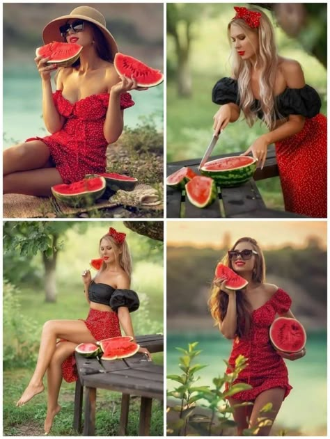 Watermelon Photoshoot Ideas, August Photoshoot Ideas, Watermelon Photo Shoot, Professional Headshots Women, Headshots Women, Spring Photoshoot, Long Island New York, Photography Posing Guide, Photoshoot Themes