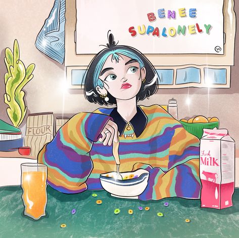 Benee Music, Benee Aesthetic, Gus Dapperton, Indie Singers, Alternative Disney Princesses, Alternative Disney, Gorillaz Art, Indie Art, Food Painting