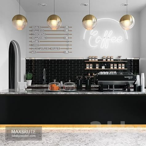 Industrial Coffee Shop, Cafe Industrial, Modern Coffee Shop, Small Coffee Shop, Menue Design, Fendi Casa, Coffee Shop Interior Design, Cafe Shop Design, Small Cafe