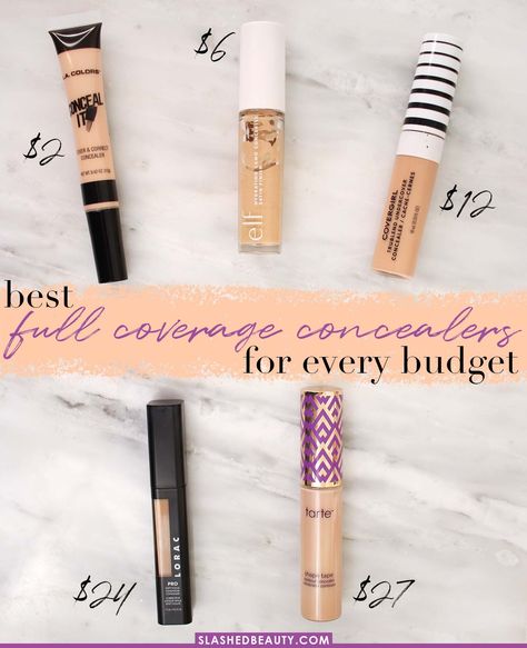 The 5 Best Full Coverage Concealers for Every Budget | Best Drugstore Concealer | Slashed Beauty Concealer For Oily Skin, Best Full Coverage Concealer, Applying Concealer, Best Drugstore Concealer, Best Concealers, Drugstore Concealer, Full Coverage Makeup, My Makeup Bag, Prom 2022