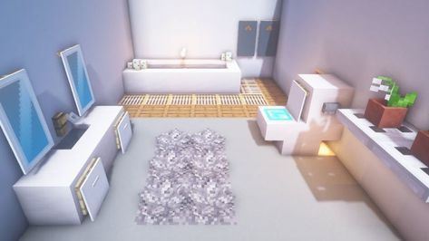 Minecraft Bathroom Tutorial, Minecraft Bathroom Ideas Modern, Minecraft Modern Bathroom, Bathroom In Minecraft, Minecraft Bathroom Design, Minecraft House Interior, Modern Minecraft Houses, Minecraft Decoration, Bathroom Build