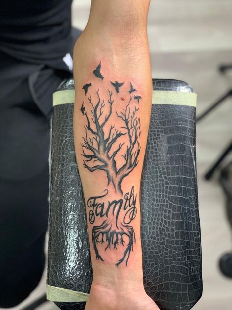 Family Sleeve Tattoo For Men Ideas, Tattoos That Represent Family For Men, Forearm Family Tattoo Men, Family Dedicated Tattoos, Family Themed Tattoos, Men’s Family Tattoo, Dead Family Member Tattoo, My Family Keeper Tattoo, Family Forearm Tattoo Men