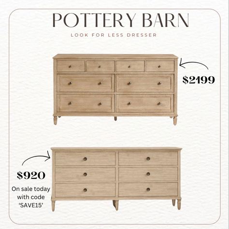 Dresser Light Wood, Pottery Barn Dresser, Pottery Barn Sausalito, Dresser Light, Teen Bed, Light Wood Dresser, Pottery Barn Look, Dresser In Closet, Large Dresser