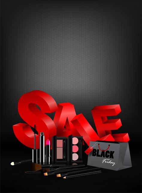 Black Friday Shopping Bags, Black Friday Cosmetics, Black Friday Makeup, Makeup Backgrounds, Black Friday Design, Marketing Template, Psd Icon, Black Friday Shopping, Vector Background