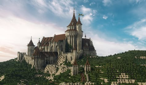 Minecraft Castle Walls, Minecraft Medieval Castle, Minecraft Building Designs, Minecraft Castle Blueprints, Castle Inspiration, Minecraft Castle Designs, Castle Keep, Minecraft City Buildings, Hyrule Castle