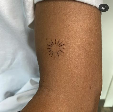 Subtle Sun Tattoo, Patchwork Sun Tattoo, Sun Flare Tattoo, Small Tattoo Ideas Sun, Sun Tattoo Aesthetic, Sun Beam Tattoo, Mini Tattoos Sun, Tatoos Sun, Sun Wrist Tattoo