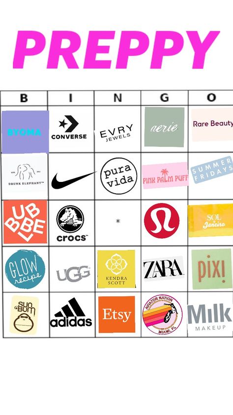 Preppy Bingo, Preppy Brands, Brands Logo, Back To School Fits, Brand Logos, Awesome Tattoos, Milk Makeup, Slumber Party, Slumber Parties