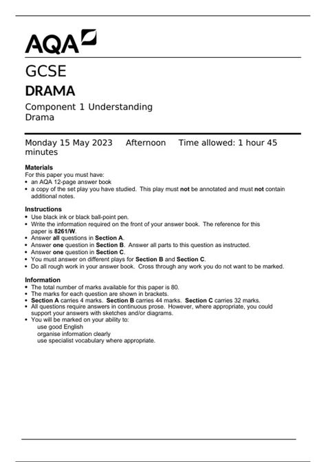 aqa-gcse-drama-component-1-understanding-drama-monday-15-may-2023 Drama Gcse Revision, Revision Notes Gcse, Drama Gcse, Gcse Drama, Gcse Revision, Revision Notes, 15 May, May 2023, You Must