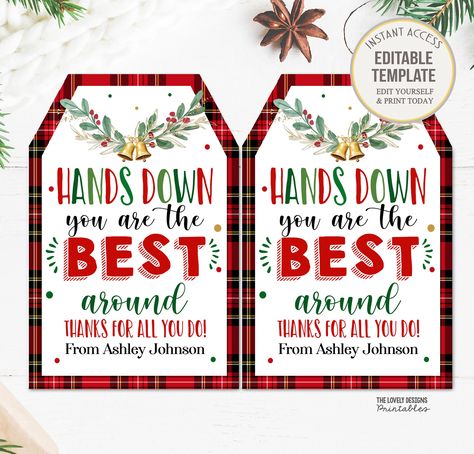 Hands Down You're the Best Gift Tags Christmas Soap Hand Sanitizer Thank You Gift tag Appreciation Staff Nurse Essential Worker Teacher Hand Soap Gift, Hand Sanitizer Gift, Gingerbread Snowman, Staff Nurse, Christmas Soap, Gift Tags Christmas, Christmas Gift Tag, Animal Baby Shower, Teacher Christmas Gifts