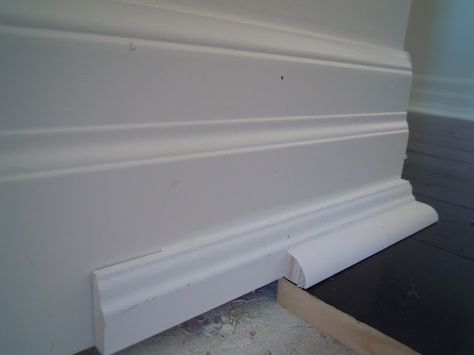 stacked trim baseboard Board And Batten Hallway, Baseboard Styles, Marble Tub, Baseboard Trim, Baseboard Molding, Moulding Profiles, Cat Condo, Wood Trim, I Try