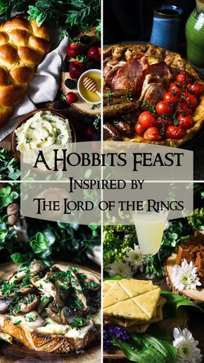 Pagan Dinner Recipes, Lotr Themed Desserts, The Hobbit Inspired Food, Vegetarian Hobbit Food, Eat Like A Hobbit, The Hobbit Food Recipes, Food From Lord Of The Rings, Hobbit Afternoon Tea, The Hobbit Dinner Party