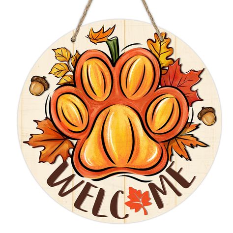 PRICES MAY VARY. Unique Design: Our door pediment design is unique and beautiful. The paw, pumpkin, maple leaves, acorn patterns are printed on the wooden board, which is suitable for fall, autumn, Thanksgiving, Friendsgiving. This farmhouse front door sign will bring more fun to your house and show the best welcome to your friends Durable Material: Our door wreath is made of high-quality wooden material, which is durable and suitable for all seasons and holidays. The package comes with a strong Fall Wooden Wreath, Harvest Signs Wooden, Thanksgiving Wooden Signs, Thanksgiving Door Hangers Wooden, Fall Wood Door Hangers, Pumpkin Signs Wooden Painted, Christian Door Hangers, Fall Signs Wooden Diy, Thanksgiving Door Hangers