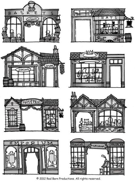 Storefront Drawing, Victorian Street, Dolls House Shop, Bangunan Minecraft, Storefront Design, Roasted Chestnuts, Victorian Buildings, Victorian London, Shop Fronts