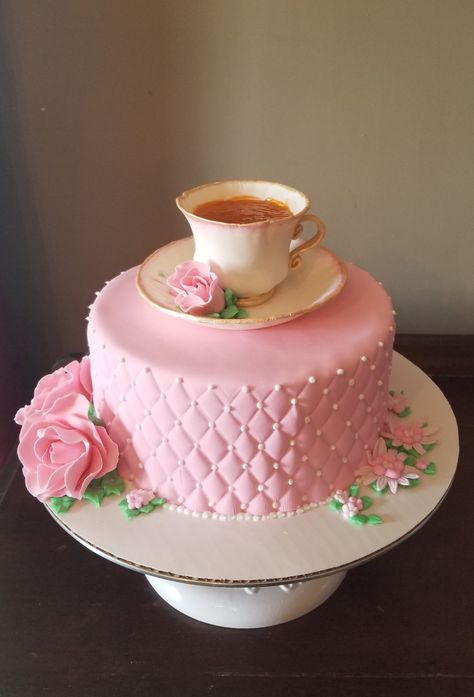 Tea Cup Cakes Design, Tea Pot Birthday Cake, Floral Tea Party Cake, Teapot Birthday Cake, Tea Party Cake Ideas Girl Birthday, Yea Party Birthday Cake, Tea Cake Decoration, Tea For Two Birthday Cake, Tea Themed Cake