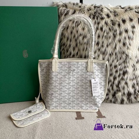 Fortok Goyard Mini Tote Bag White 28cm - FORTOK.RU White Goyard, Goyard Bag, Mini Tote Bag, Mini Tote, White Bag, Card Box, Original Box, Dust Bag, Tote Bag