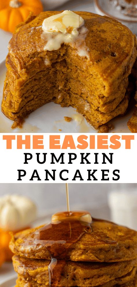 The moist and fluffy pumpkin pancakes are an easy recipe to make for breakfast or brunch during the fall season. First Watch Pumpkin Pancakes, Fluffy Pumpkin Pancakes, Pumpkin Pancakes Easy, Pumpkin Pancake, Weight Watchers Pumpkin, Cream Pancakes, Work Recipes, Pumpkin Pancake Recipe, Pumpkin Desserts