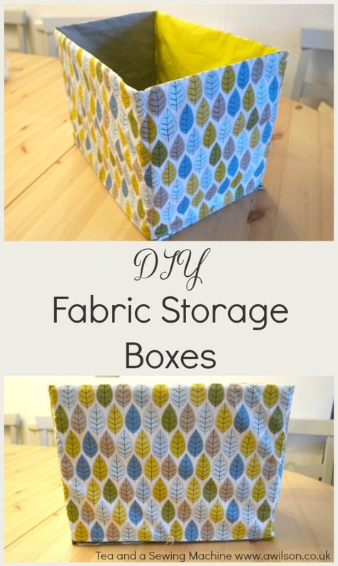 how to sew large storage boxes with sturdy sides - tutorial - Tea and a Sewing Machine Basket Tutorial, Fabric Box, Diy Storage Boxes, Sewing Storage, Fabric Storage Baskets, Fabric Storage Boxes, Sewing Project Ideas, Trendy Sewing, Fabric Basket