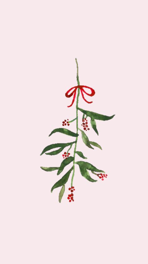 Mistletoe Wallpaper Iphone, Christmas Wallpaper Mistletoe, Christmas Wallpaper Watercolor, Christmas Mistletoe Aesthetic, Mistletoe Aesthetic, Xmas Wallpaper Iphone, Mistletoe Wallpaper, Mlp Christmas, Corak Inai