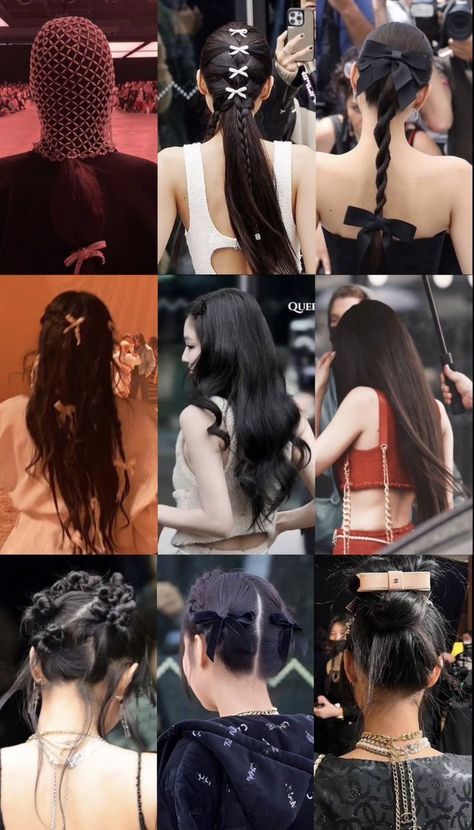 Jennie Back, Event Hairstyles, Hairstyle Examples, Hair Style Korea, Kpop Hair, Black Hair Kpop, Bow Hairstyle, Jennie Jisoo, Hair Up Styles