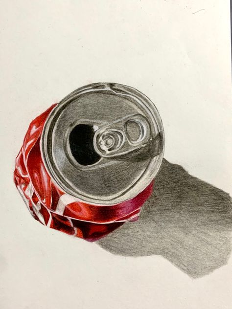 drawing of a crushed can of coke Crushed Can Drawing, Crushed Can, Can Drawing, Can Of Coke, Coke Can, Instagram Call, A Level Art Sketchbook, Art Account, Coke Cola