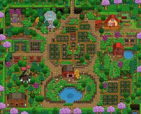 Stardew Farms, Stardew Valley Layout, Stardew Valley Tips, Medieval Buildings, Stardew Valley Farms, Star Valley, Top Farm, Farm Plans, Farm Layout