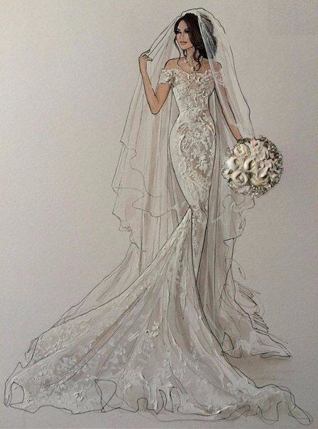 ilustraciones Wedding Dress Drawings, Vogue Art, Wedding Dress Illustrations, Costume Design Sketch, Bridal Art, Wedding Dress Sketches, Dress Illustration, Design Moda, Fashion Drawing Dresses