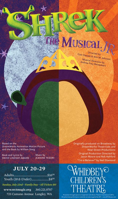 Shrek Musical Poster, Shrek The Musical Poster, Shrek Poster, Shrek Drawing, Shrek Musical, Shrek Jr, Shrek The Musical, Children's Theatre, Lord Farquaad