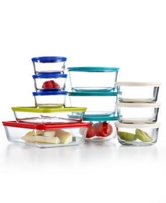 Pyrex 22 Piece Food Storage Container Set, Created for Macy's | macys.com Glass Tupperware, Pyrex Storage, Bakeware Organization, Custard Cups, Cup Storage, Glass Storage Containers, Food Storage Container Set, Cook Up A Storm, Plastic Lids