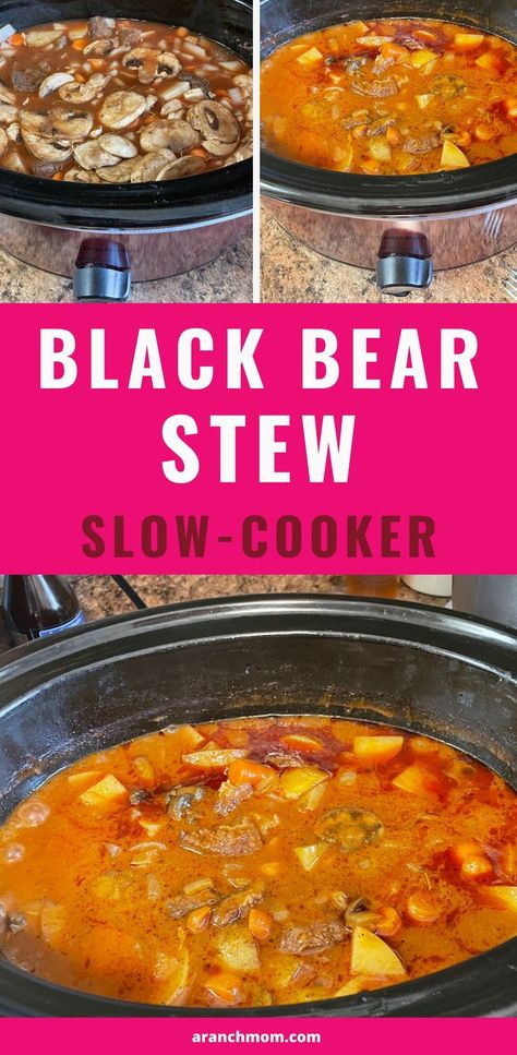 bear stew in a slow cooker Bear Meat Recipes, Bear Stew, Bear Meat Recipe, Bear Meat, Stew Slow Cooker, Bear Recipes, Slow Cooker Stew, Stew Meat Recipes, Wild Game Recipes