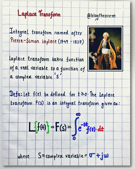 WHAT IS THE PURPOSE OF LAPLACE TRANSFORM 📃 ?  To transform ordinary differential equations (ODEs) into algebraic equations, which makes it… Laplace Transform, Algebraic Equations, Algebra Equations, Differential Equations, Concept Map, Math Notebooks, Visual Diary, Calculus, Equations