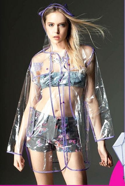 ANNA SUI Ladies transparent PVC Beach Textiles, Transparent Accessories, Clear Jacket, Cheap Raincoats, Portfolio Samples, Japanese Comic, Green Raincoat, Rain Coats, Black Rain Jacket