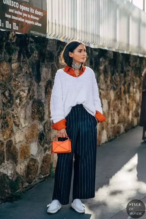 Boss Women Outfits, Diletta Bonaiuti, Boho Street Style, 2020 Street Style, Shape Shifter, Wide Leg Pants Outfits, Spring Street Style, Olivia Palermo, Fashion Weeks